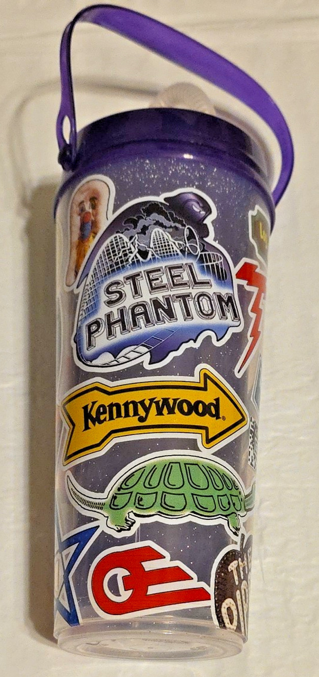 Kennywood Reusable 2023 Souvenir Cup With Straw Log Jammer Pippin Steel Whirley